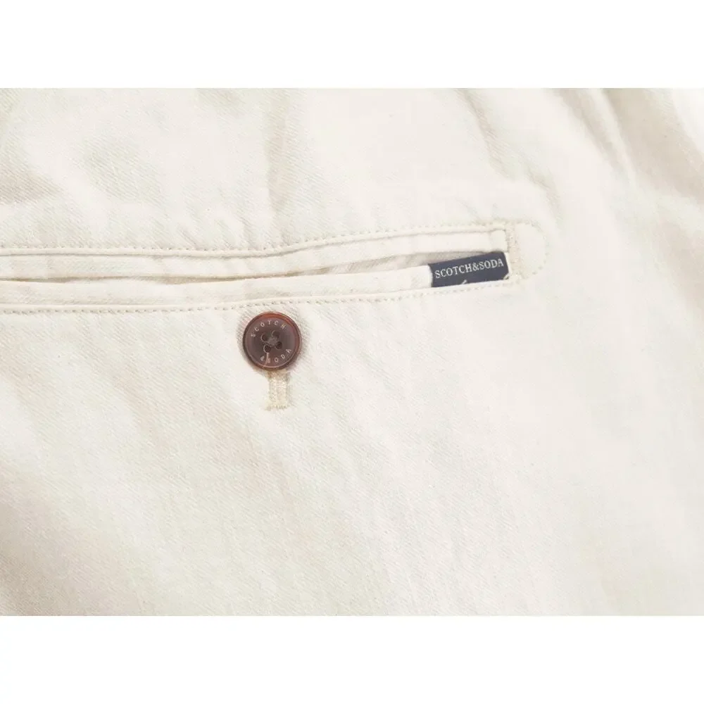 Scotch & Soda Warren Linen Cotton Drawstring Pants Mens 34x32 Off White Ivory